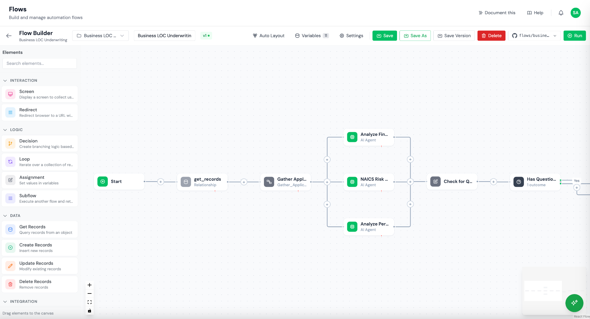 The Woork canvas, apps, agents, automation, and integrations built on one flow canvas
